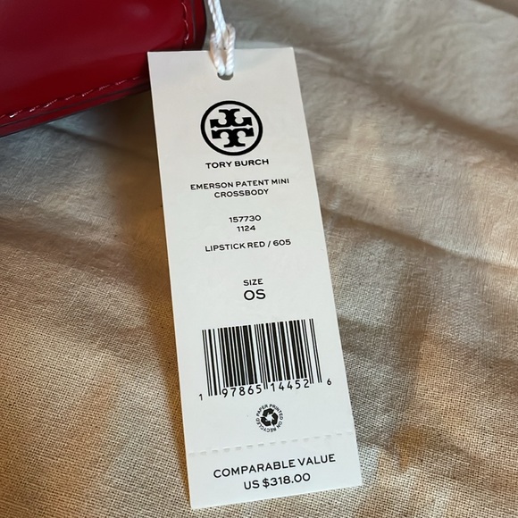 New, authentic tory burch Emerson patent mini crossbody red - Picture 11 of 11